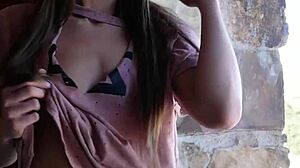wanna see this petite brunette teen rip clothes and dance her small tits?