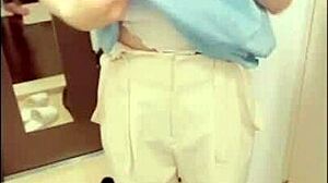 under her clothes hides cute lingerie and naughty body white-skinned beauty maria stripped right at home