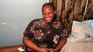 Thick ebony queen bares her huge ass and hairy pussy during the casting interview