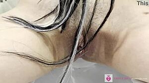 Close-up compilation of shaved and unshaven wet pussies urinating in panties pov