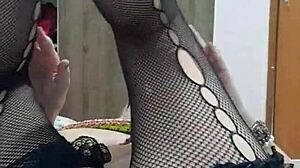 Blonde milf stays in one position for ten minutes showing big natural tits and pussy