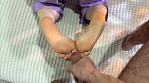 Stepmom shows off new pedicure with steamy footjob in bedroom 😍💦 homemade Hungarian milf delights stepson toes to orgasm