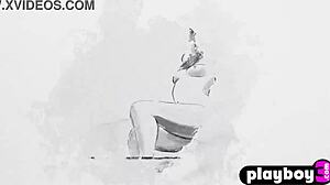 Petite brunette milf poses sexy in lingerie for playboy