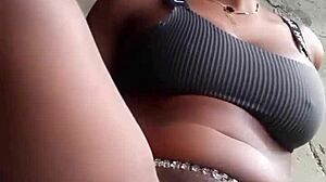 Teen rubs pussy till lips puff and swell