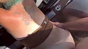 blonde slut bent over fucked deep before huge public facial