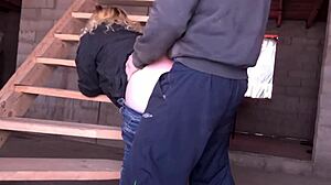 wanna see the fat foreman dominate humiliate his chubby new employee slut outdoors?