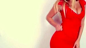 Bigger Silicone Boobs Cam Girl Dances Sexy Red Dress Post Implant Fuck Tease.