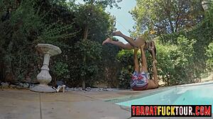 african big ass babe stretches body then throat for deep face fucking