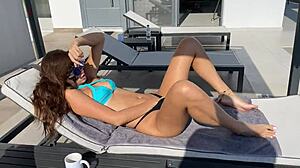 brunette tall teen masturbates two toys bent over huge pussy creampie quickie