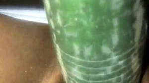 kissesxxx pounds cucumber outdoors till she squirts everywhere!!