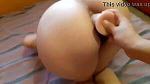 watch me stretch yolandys tight asshole wide with dildo then doggy cum blast on ass!!