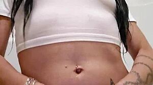 Wet t-shirt clings to emy angel's teasing curves so invitingly