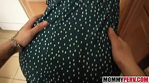 ginger stepmom slammed hard across kitchen table pov style