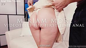 miriam more's first time gaping anal assfucking ends in huge creampie spooning cum on ass!