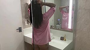 shower surprise leads to bent over creampie in fishnet lingerie completo