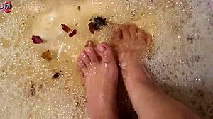 relaxing foot wash with rose petals and herbs eases my tired soles after work