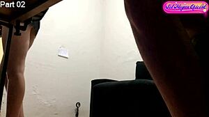 hidden cam catches repairman filming skinny redhead client dancing in panties backstage