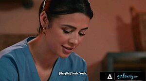 Whoa, kylie rocket's hands slip naughty on braylin bailey's oiled curves?!