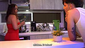 my big ass stepmom shows rebellious stepson kitchen discipline with curves