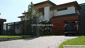 Lesbian Babe Facesits Brunette Sucking Her Massive Girlfriend Tits