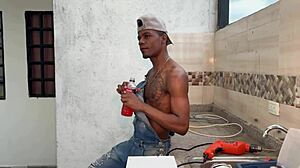 Celeste Alba fucks black cock boss on Cali rooftop squirts everywhere