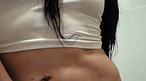 Wet t-shirt clings to emy angel's teasing curves so invitingly