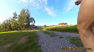 when i'm running outdoors my big tits bounce like you're exercising with me