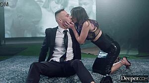 Chanel Camryn in latex begs for domination, bent over deepthroating outdoors.