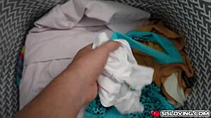 Stepsister Catches Stepbrother Jerking Off to Her Used Underwear in Bedroom
