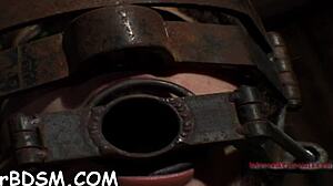 Wow, lusty brunette slave spreads wide for naughty bdsm toy masturbation!