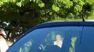 powerful blonde takes double penetration outdoors in public