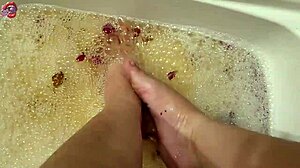 relaxing foot wash with rose petals and herbs eases my tired soles after work