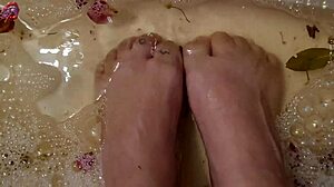 relaxing foot wash with rose petals and herbs eases my tired soles after work