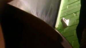 Grabbing Joya's naked ass in bathroom hardcore closeup