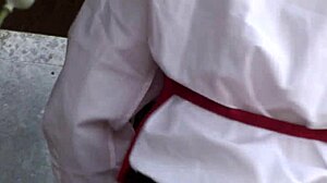 innocent girl greets guy then drags him away for secret blowjob cowgirl creampie ride