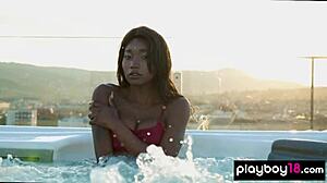 smoking ebony teen strips rooftop secrets bare