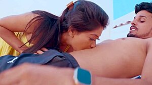 naughty husband bends skinny wife over bed for rough doggystyle ass licking pussy eating and hardcore fucking