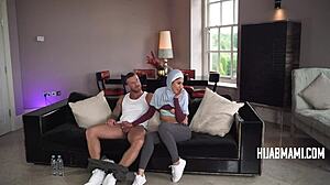 British bodybuilder tames shy petite divorced Muslim milf virgin