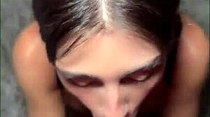 tru kait kneels for pov big cock suck and massive facial