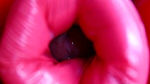 oiled redhead fuck doll deepthroats monster cock before anal machine pounding