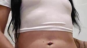 Wet t-shirt clings to emy angel's teasing curves so invitingly