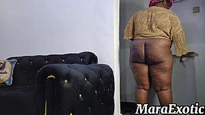  Chubby Ebony Maid Mara Exotic Cleans Home Naked Spreading Fat Ass And Tight Pussy 