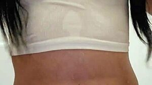 Wet t-shirt clings to emy angel's teasing curves so invitingly