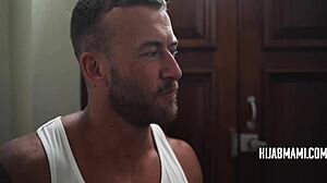 British bodybuilder tames shy petite divorced Muslim milf virgin