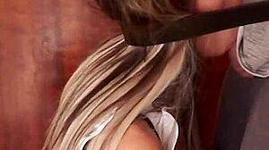 Gag on This! Petite French Maid Candie Cross Chokes on Rough Face Fuck