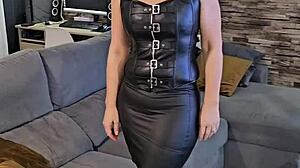 mature slut parades leather lingerie and panties in hot homemade pov compilation