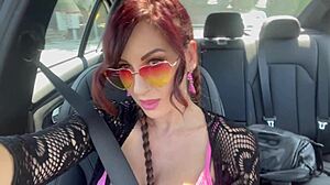 italian milf artemisia love flashes shaved juicy pussy in car closeup