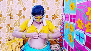 desi bhabhi shows off boobs and pussy while fingering with dirty telugu talk