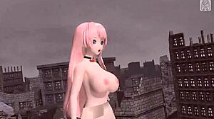 Bound Japanese Goddess Megurine Luka's Big Ass Tits Exposed