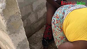 Chubby Ebony Demands Monster Cock Under Tank Stand